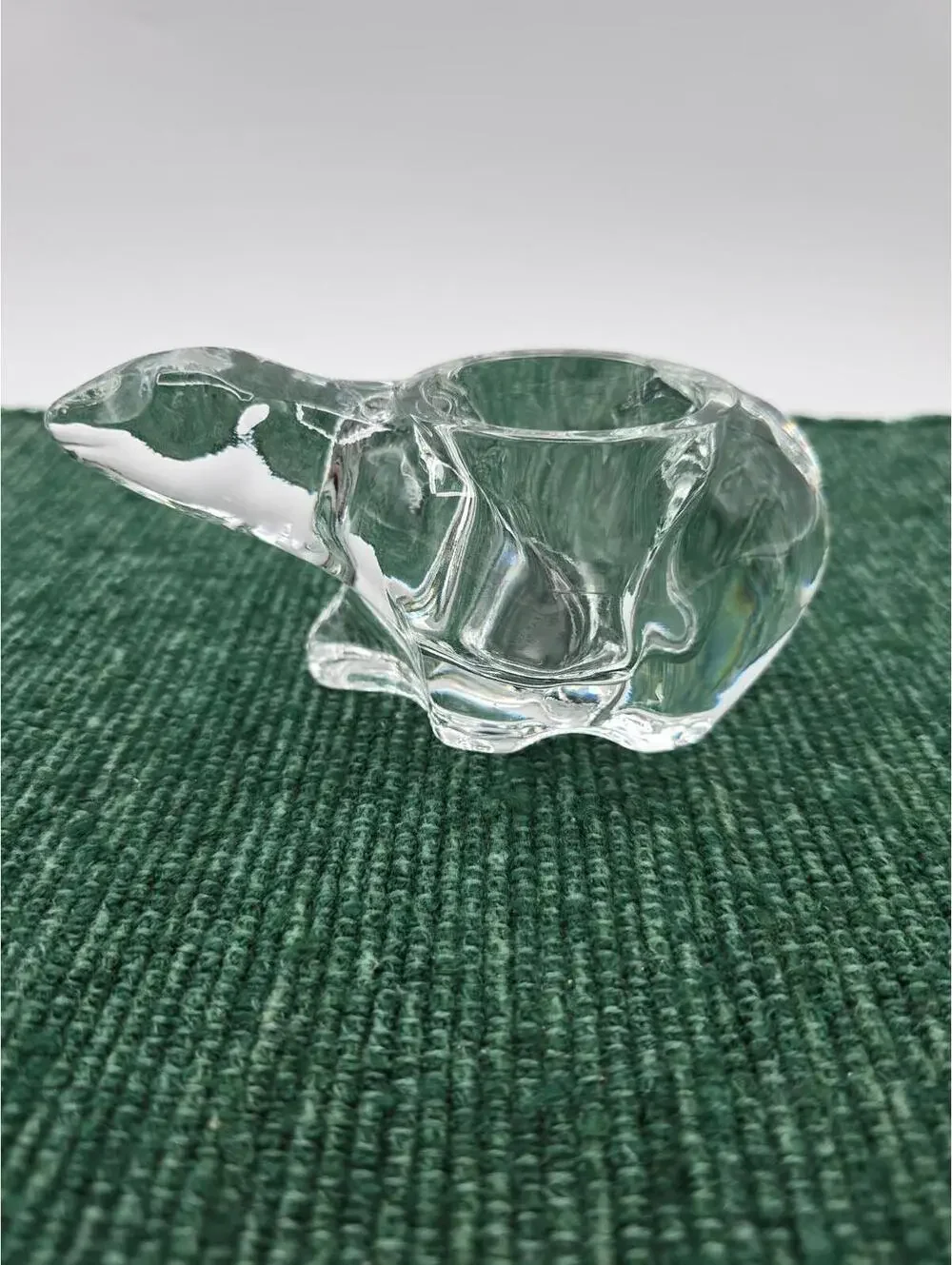 Vintage Indiana Glass Clear Glass Polar Bear Votive Tealight Candle Holder